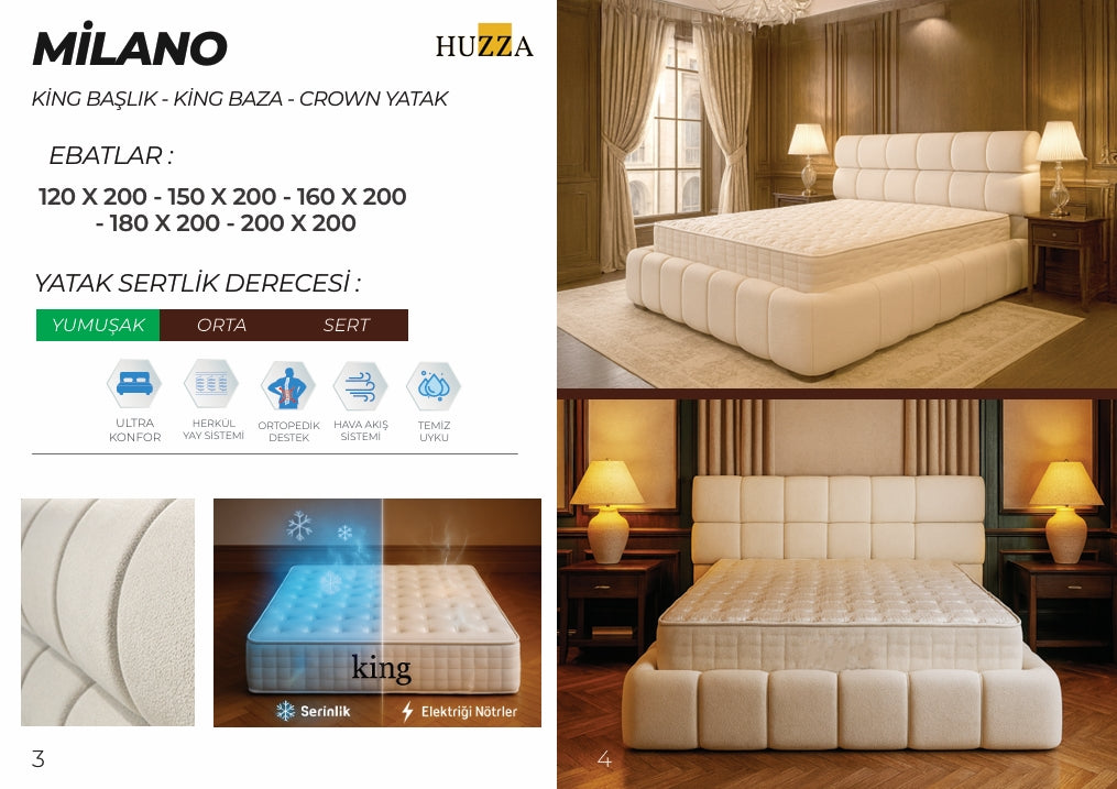 MİLANO 150*200 YATAK BAZA BAŞLIK