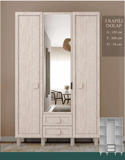 CSTR NİLÜFER 3 KAPAKLI DOLAP