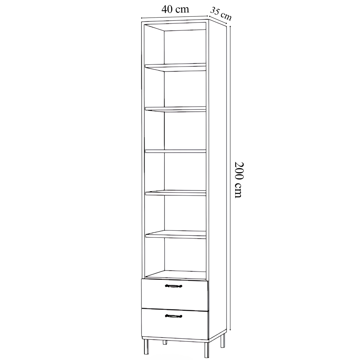 1 Kapaklı 2 Çekmeceli Boy Dolap - 190 cm (MDFlam)