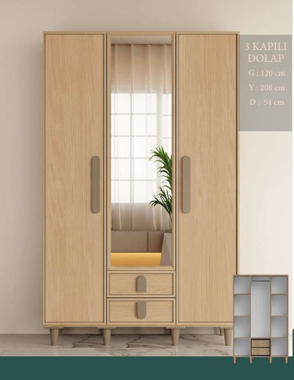 CSTR KARANFİL 3KAPAKLI DOLAP