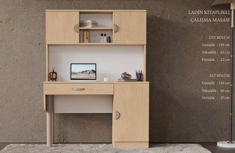 CSTR LADİN KİTAPLIKLI ÇALIŞMA MASASI