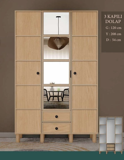 CSTR MEŞE 3 KAPAKLI DOLAP