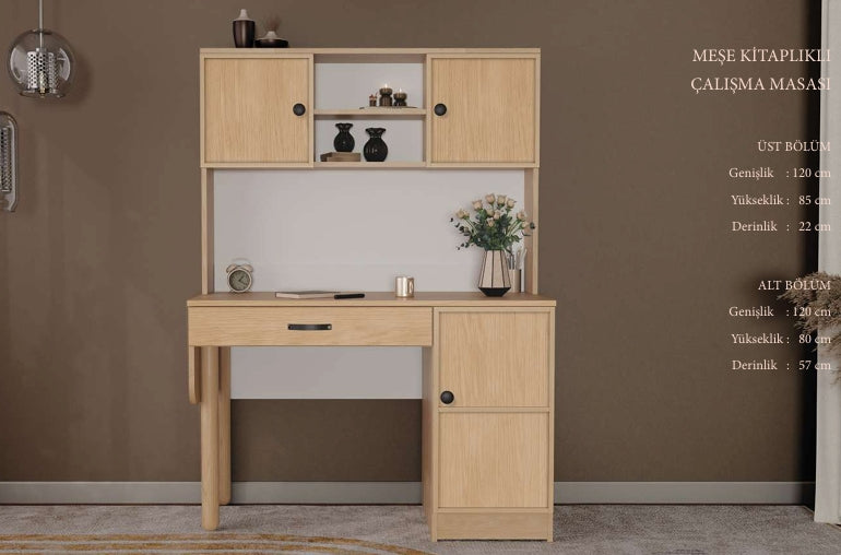 CSTR MEŞE KİTAPLIKLI ÇALIŞMA MASASI