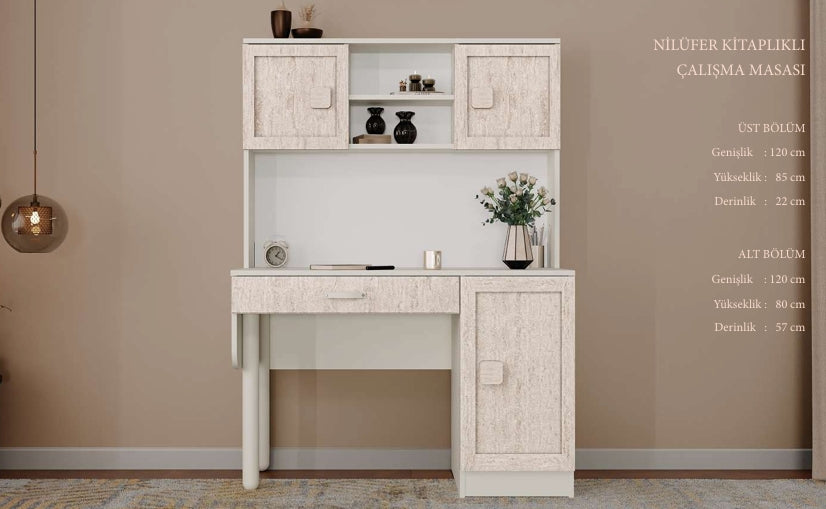 CSTR NİLÜFER KİTAPLIKLI ÇALIŞMA MASASI